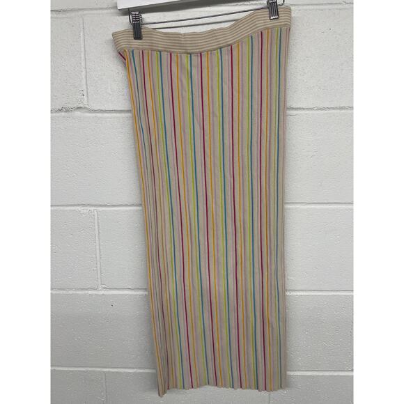 Kule Sz Medium Striped Cream Multicolor Knit Jules High Waist Midi Skirt pull on - Picture 4 of 5